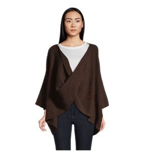 NWT Women's World Market Poncho Shrug Cropped Brown Sweater Wrap One Size